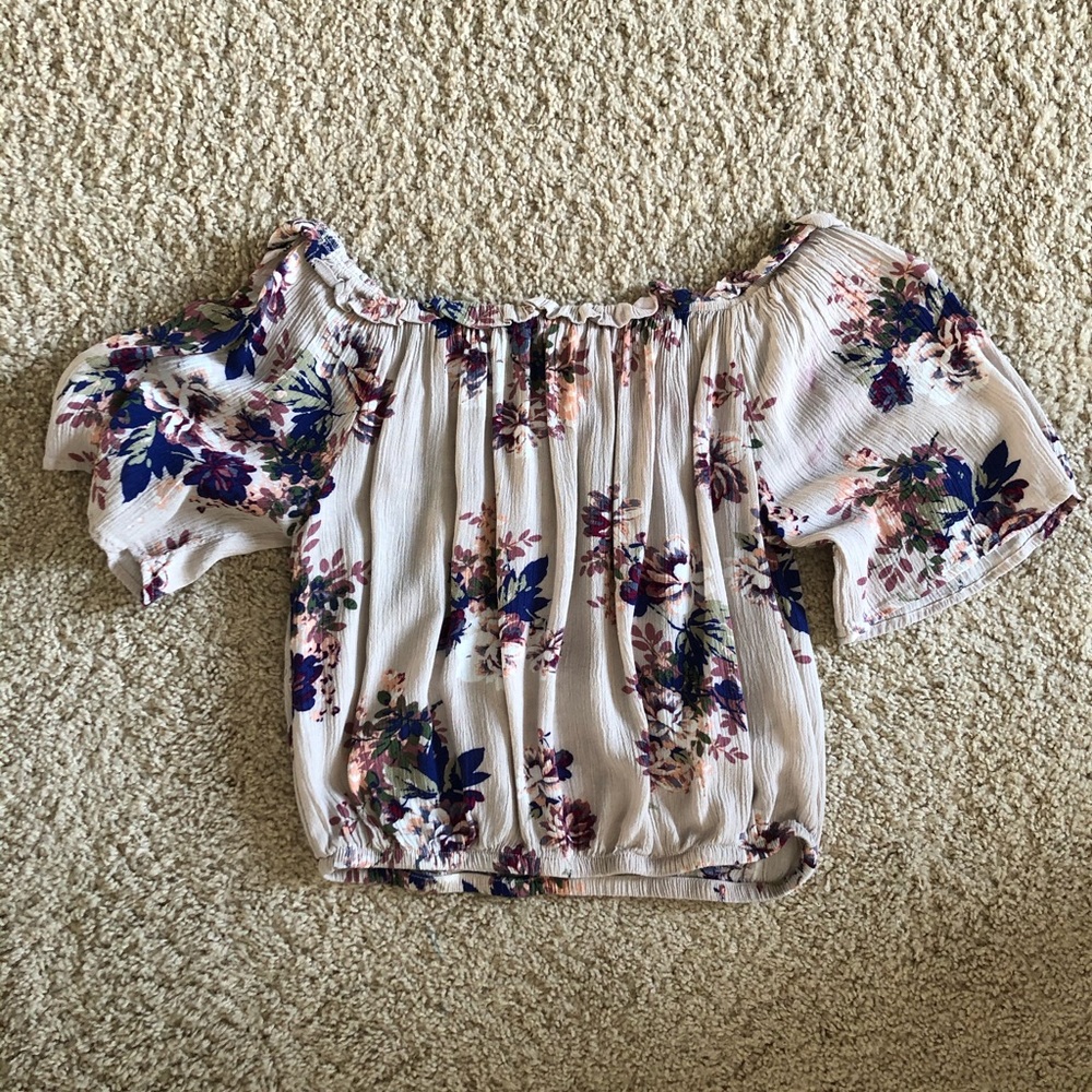 Floral off the shoulder crop